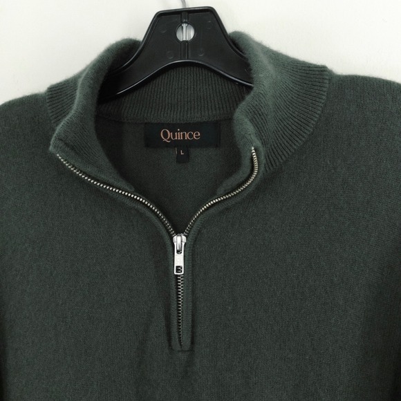 Quince Other - Quince 100% Mongolian Cashmere Men's Large Quarter Zip Sweater Moss Green
